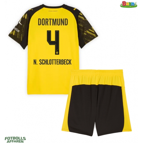 Borussia Dortmund Nico Schlotterbeck #4 Hemmaställ Barn 2025-26 Kortärmad (+ Korta byxor)